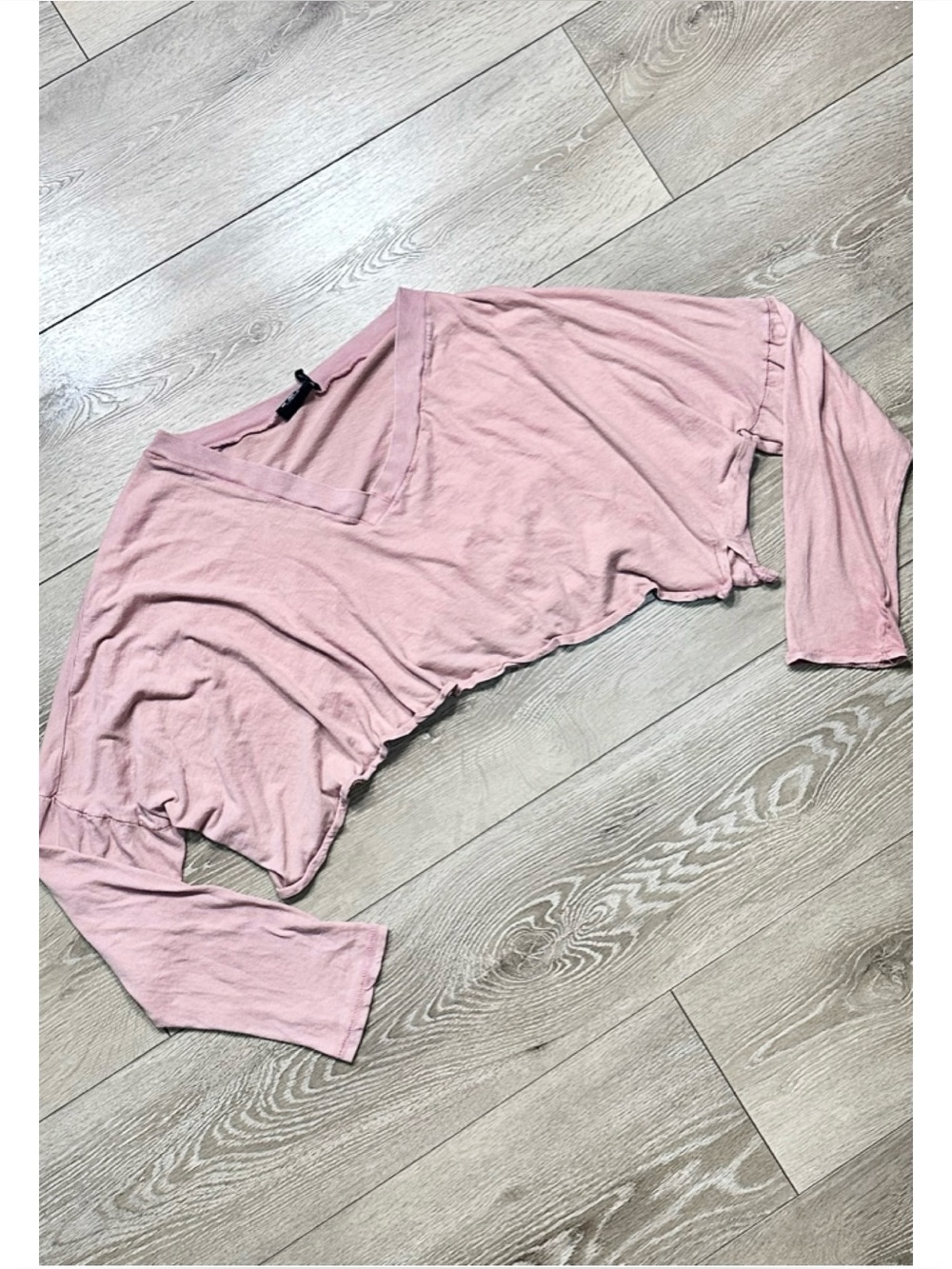 Out From Under Urban Outfitters V-Neck Long Sleeve Boxy Soft Cotton Crop Top